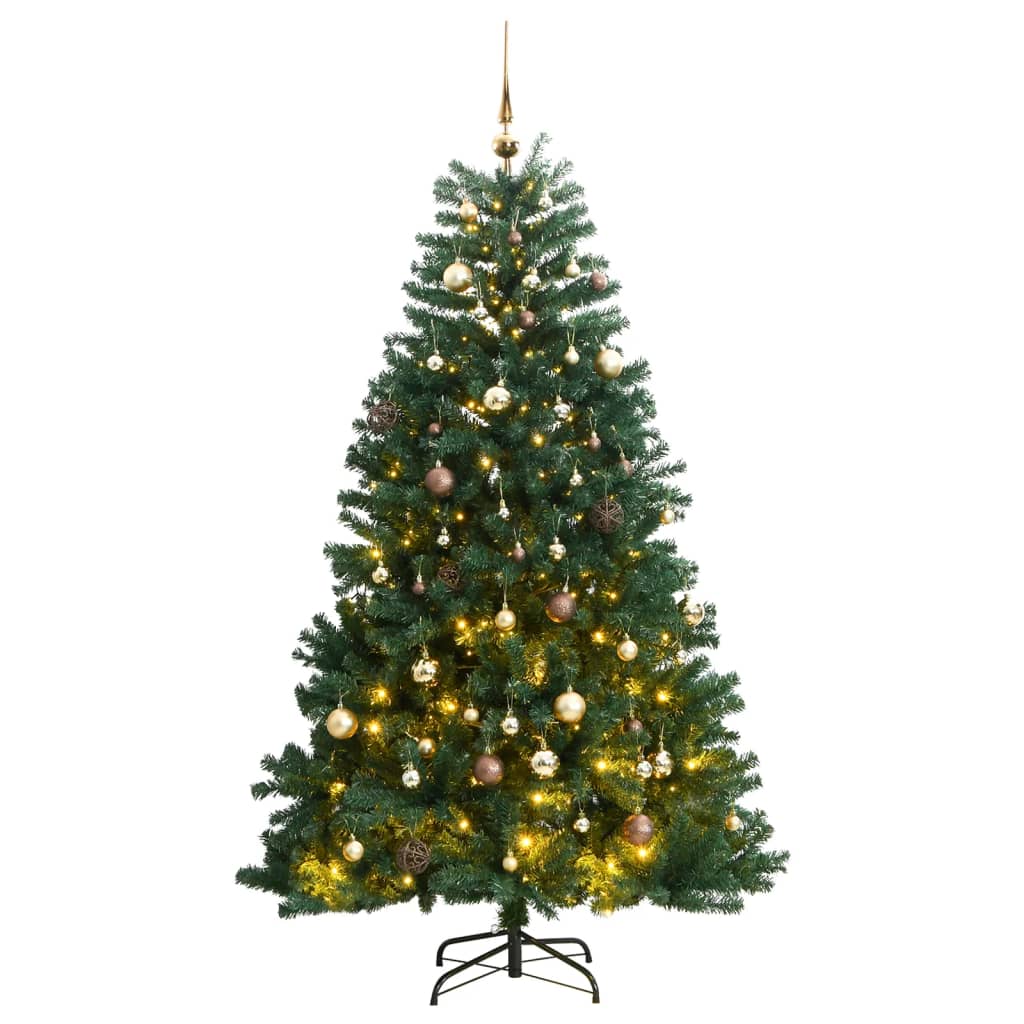 vidaXL Artificial Hinged Christmas Tree 150 LEDs & Ball Set 47.2"