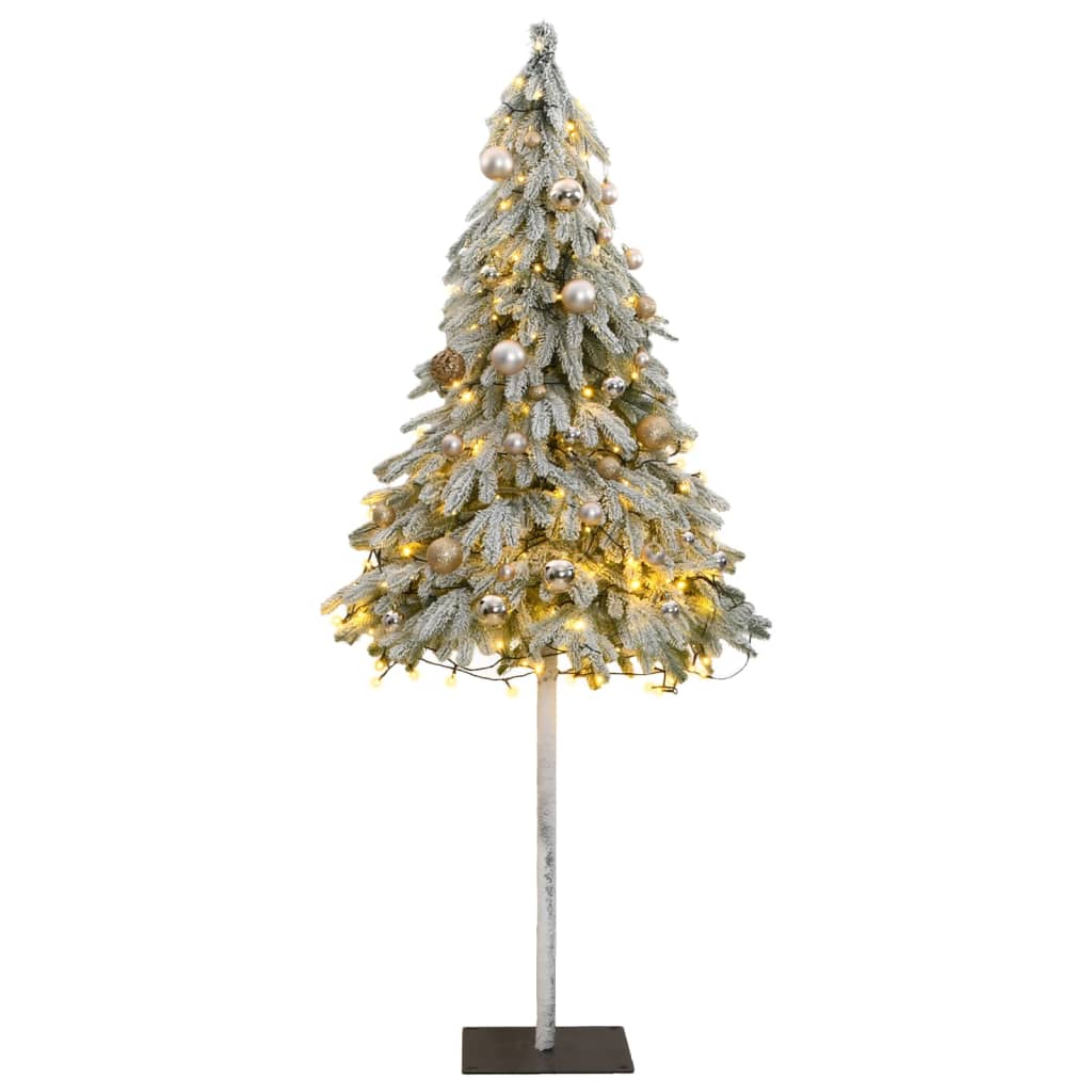 vidaXL Artificial Christmas Tree 150 LEDs&Ball Set&Flocked Snow 59.1"