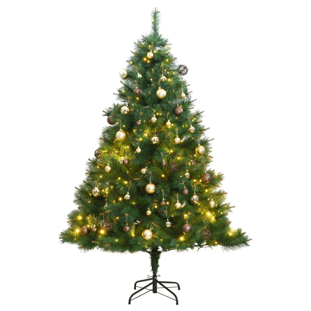 vidaXL Artificial Hinged Christmas Tree 150 LEDs & Ball Set 59.1"