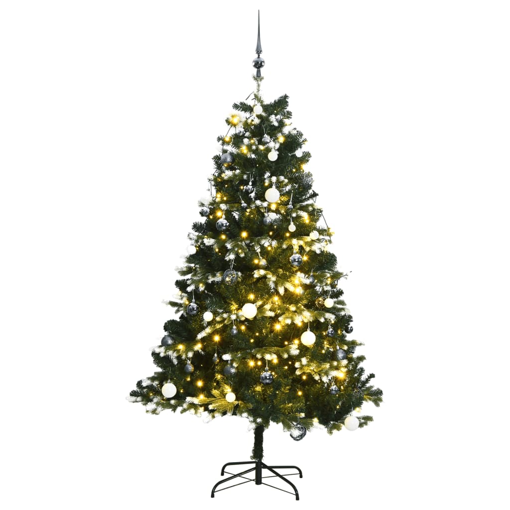 vidaXL Artificial Hinged Christmas Tree 150 LEDs & Ball Set 59.1"