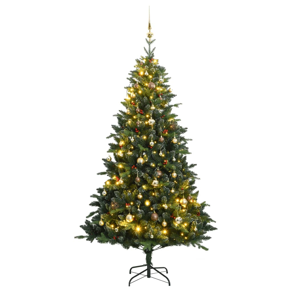 vidaXL Artificial Hinged Christmas Tree 300 LEDs & Ball Set 82.7"