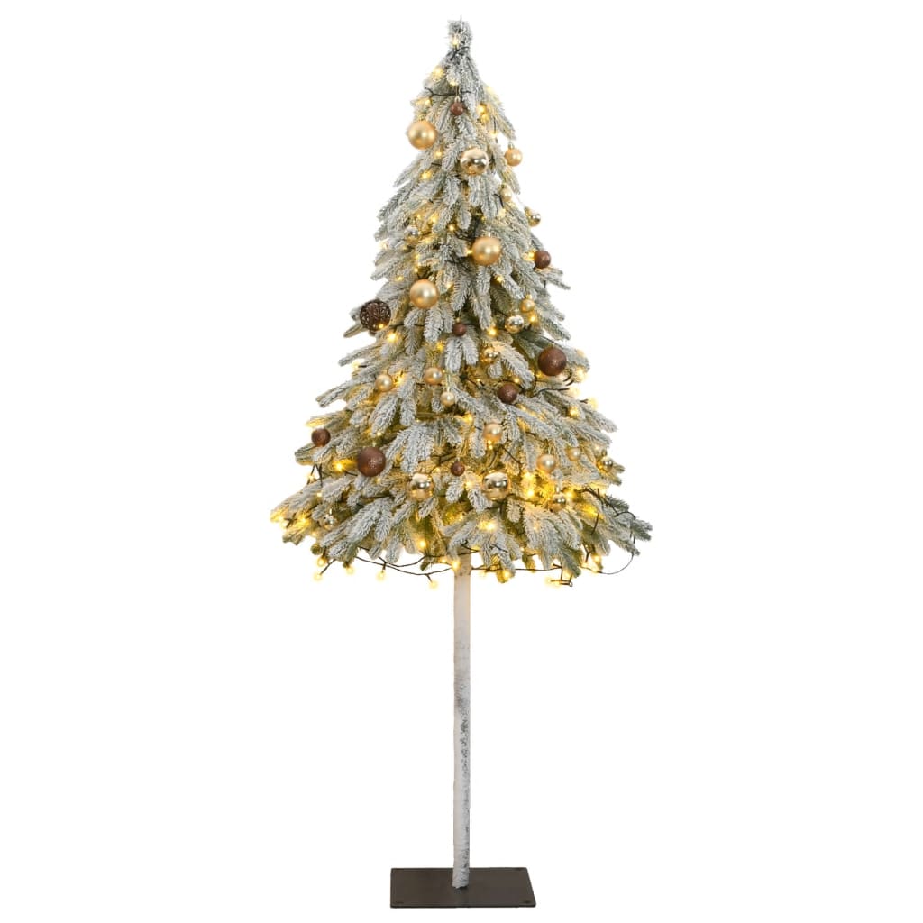 vidaXL Artificial Christmas Tree 300 LEDs&Ball Set&Flocked Snow 70.9"