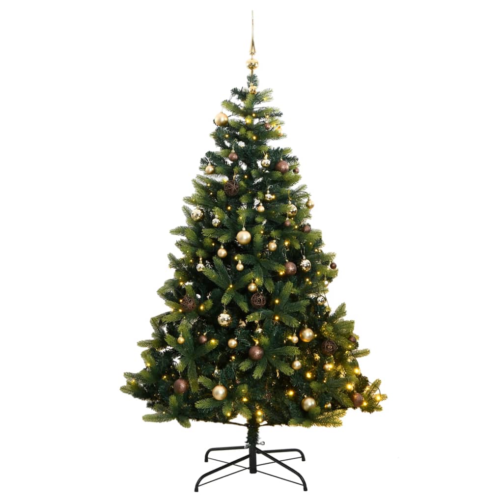 vidaXL Artificial Hinged Christmas Tree 300 LEDs & Ball Set 70.9"