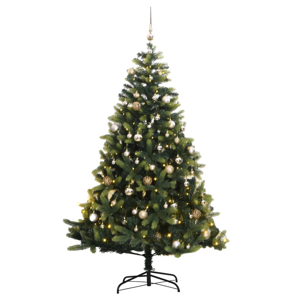 vidaXL Artificial Hinged Christmas Tree 300 LEDs & Ball Set 70.9"