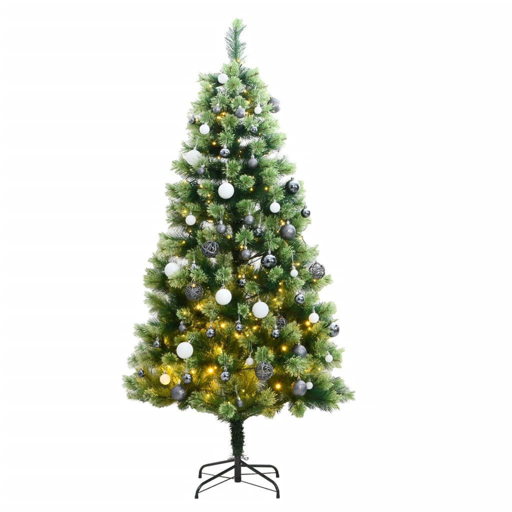 vidaXL Artificial Hinged Christmas Tree 300 LEDs & Ball Set 70.9"