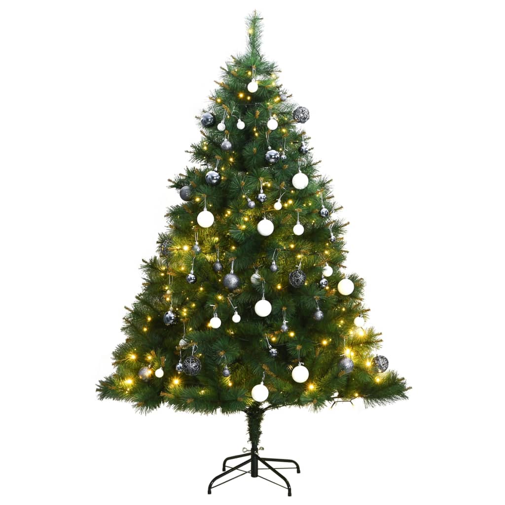 vidaXL Artificial Hinged Christmas Tree 300 LEDs & Ball Set 82.7"