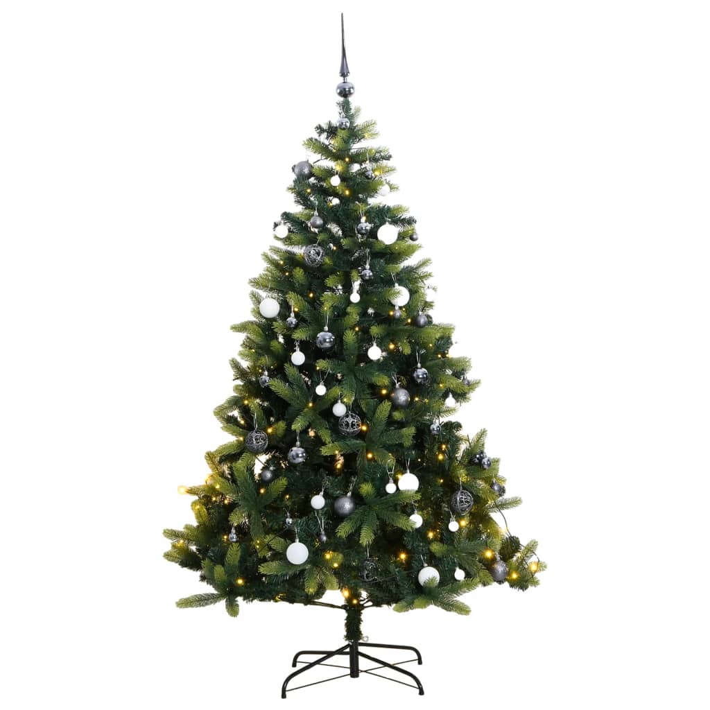 vidaXL Artificial Hinged Christmas Tree 300 LEDs & Ball Set 82.7"