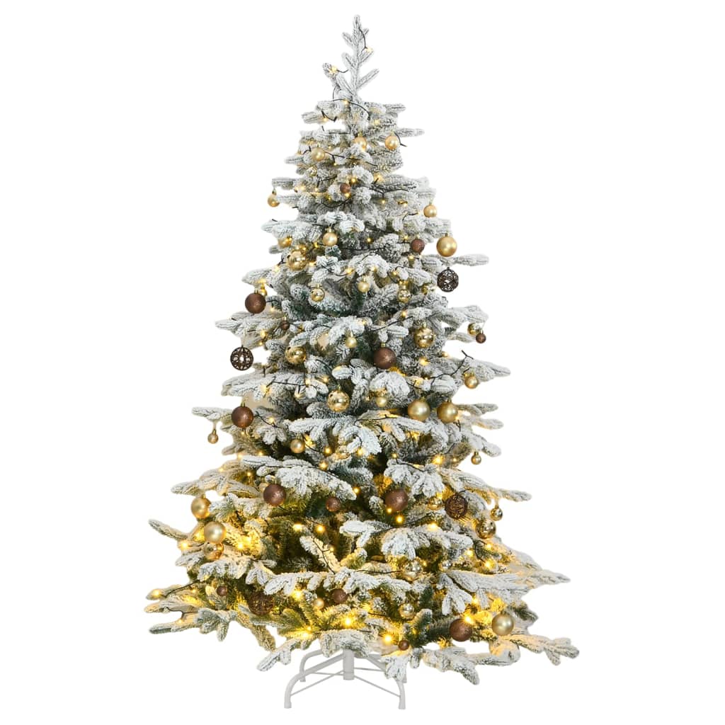 vidaXL Artificial Hinged Christmas Tree 300 LEDs & Ball Set 70.9"