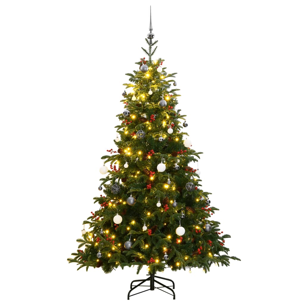 vidaXL Artificial Hinged Christmas Tree 300 LEDs & Ball Set 82.7"