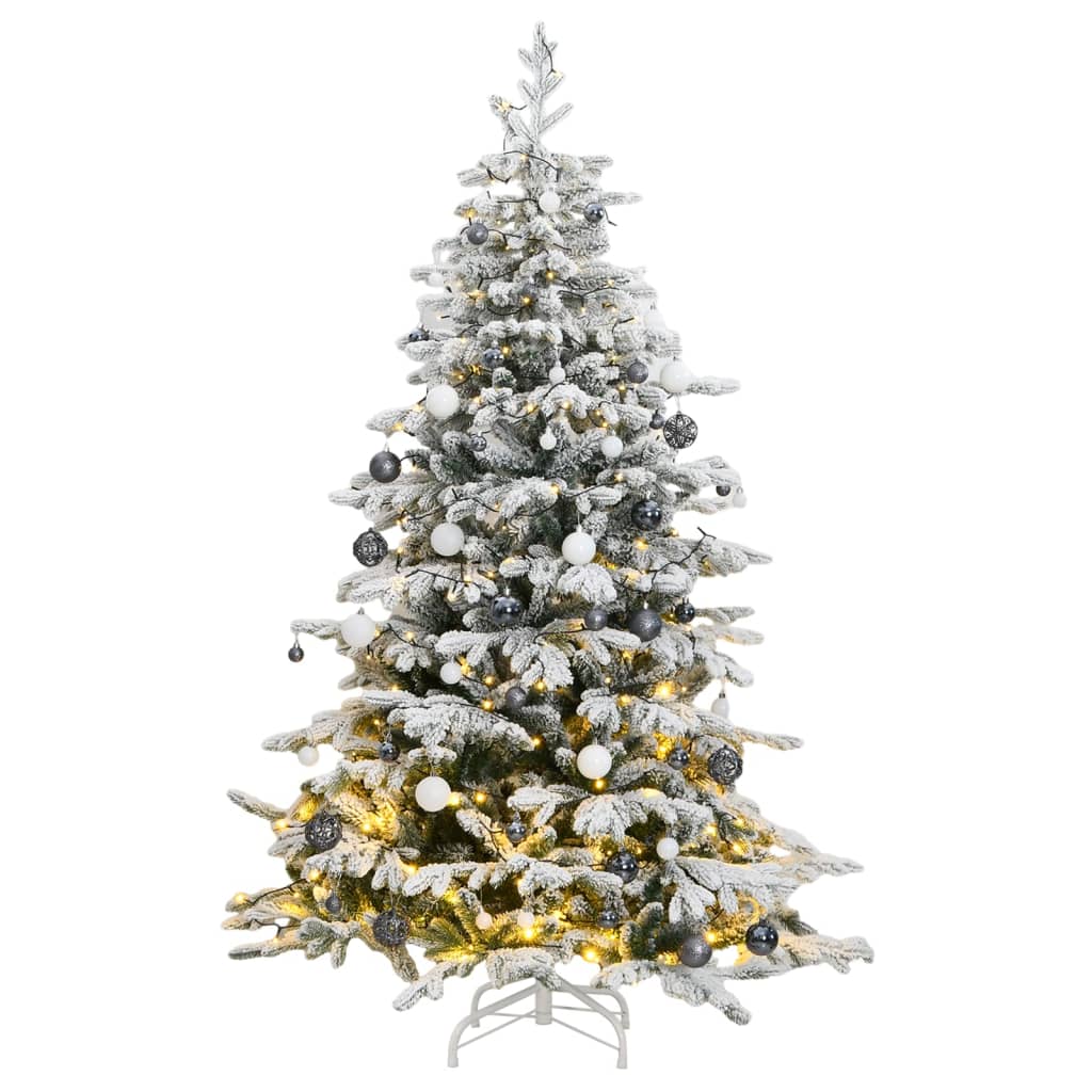 vidaXL Artificial Hinged Christmas Tree 300 LEDs & Ball Set 82.7"