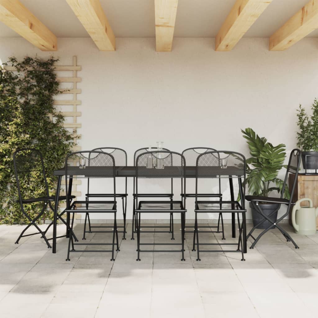 vidaXL 9 Piece Patio Dining Set Anthracite Metal Mesh