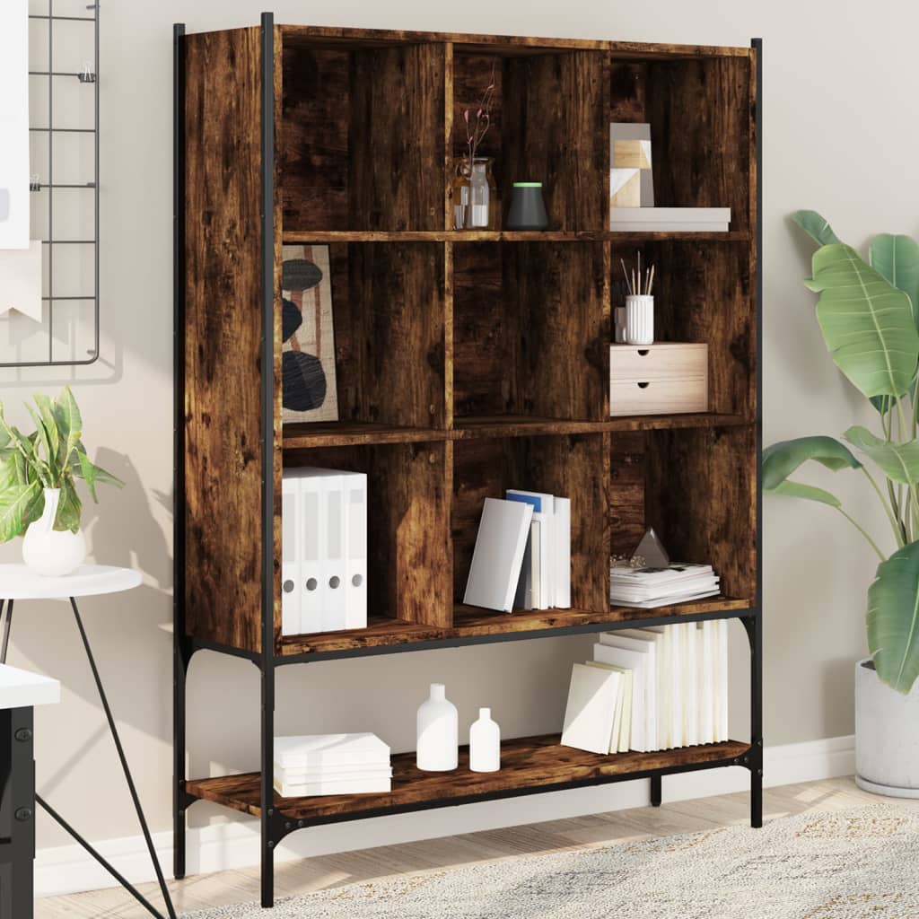 vidaXL Bookcase Smoked Oak 40.2"x11.8"x55.7" Engineered Wood