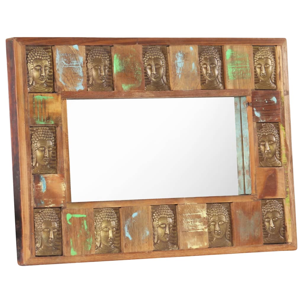 vidaXL Mirror with Buddha Cladding 31.5"x19.7" Solid Reclaimed Wood