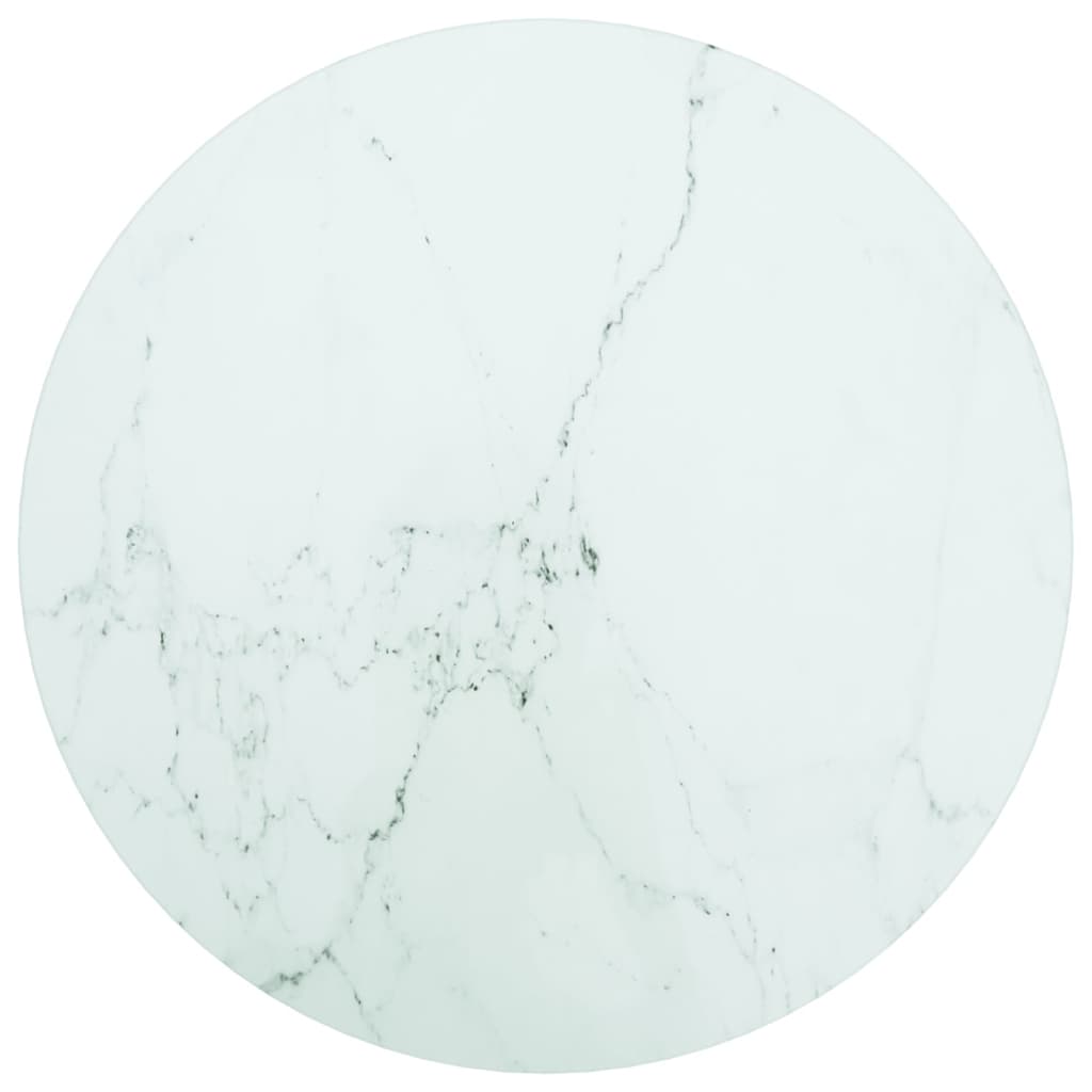 vidaXL Table Top White   15.7"x0.3" Tempered Glass with Marble Design