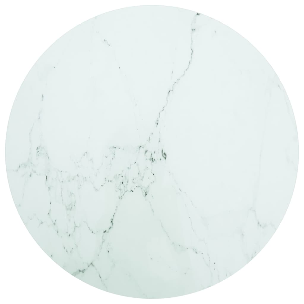 vidaXL Table Top White   31.5"x0.4" Tempered Glass with Marble Design