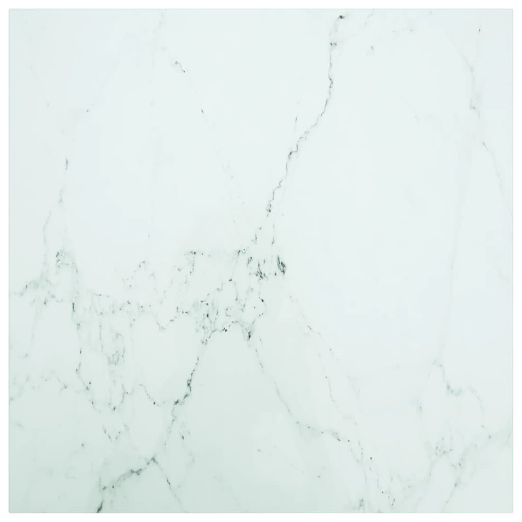 vidaXL Table Top White 31.5"x31.5" 0.2" Tempered Glass with Marble Design