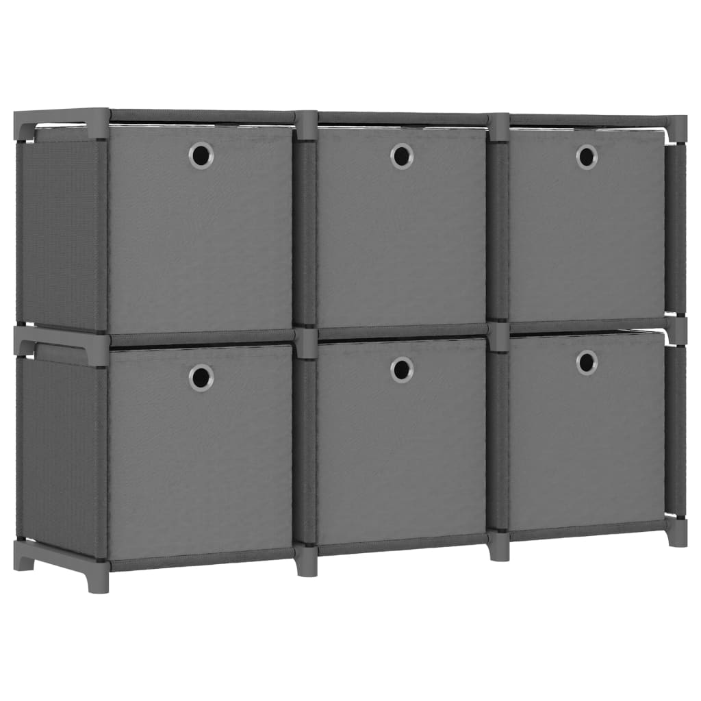 vidaXL 6-Cube Display Shelf with Boxes Gray 40.6"x11.8"x28.5" Fabric