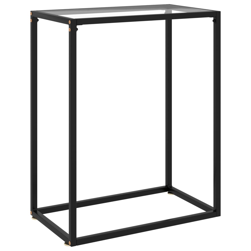 vidaXL Console Table Transparent 23.6"x13.8"x29.5" Tempered Glass