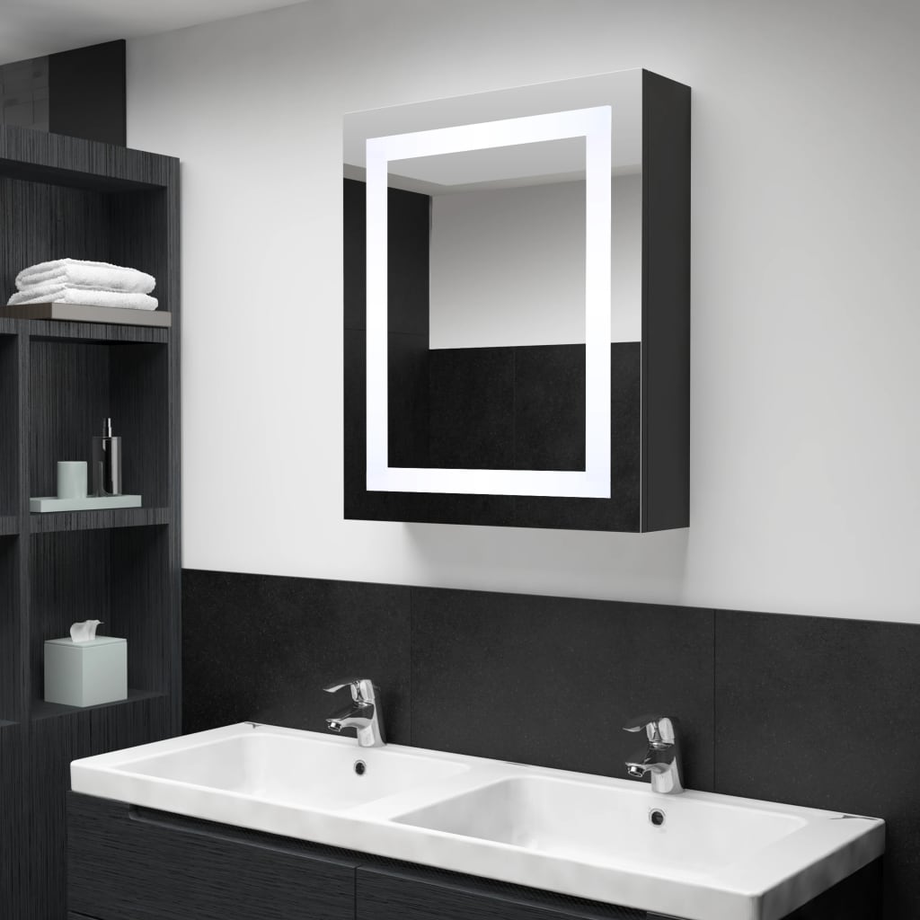 vidaXL LED Bathroom Mirror Cabinet 19.7"x5.1"x27.6"