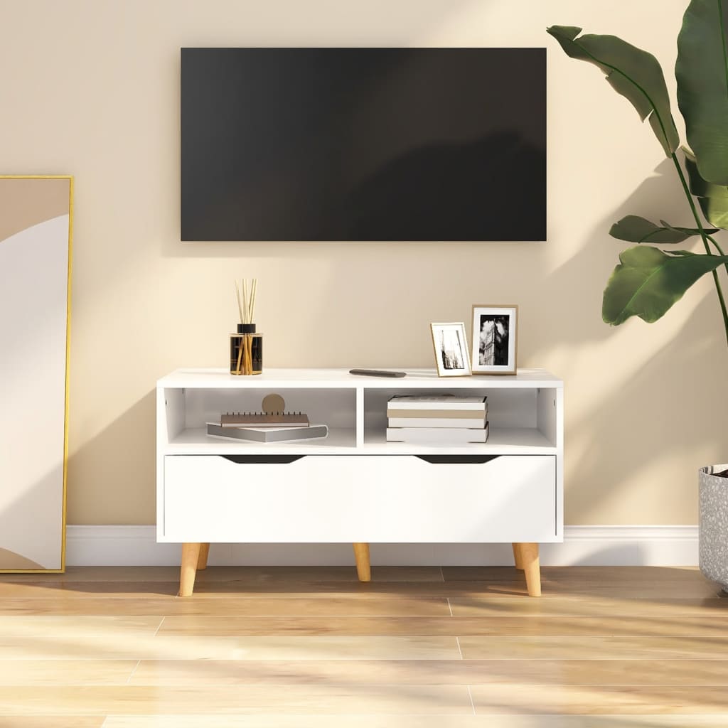 vidaXL TV Stand High Gloss White 35.4"x15.7"x19.1" Engineered Wood