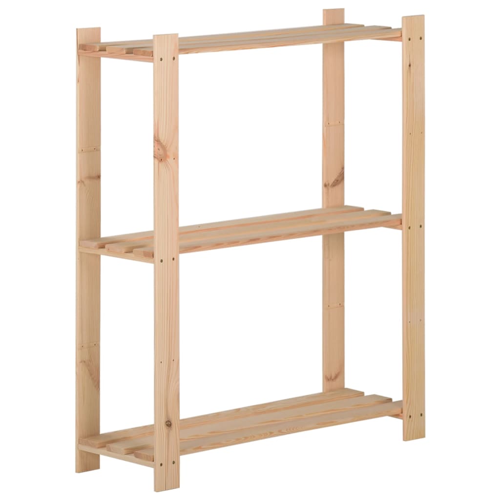 vidaXL 3-Tier Storage Rack 23.6"x11.2"x35.4" Solid Wood Pine