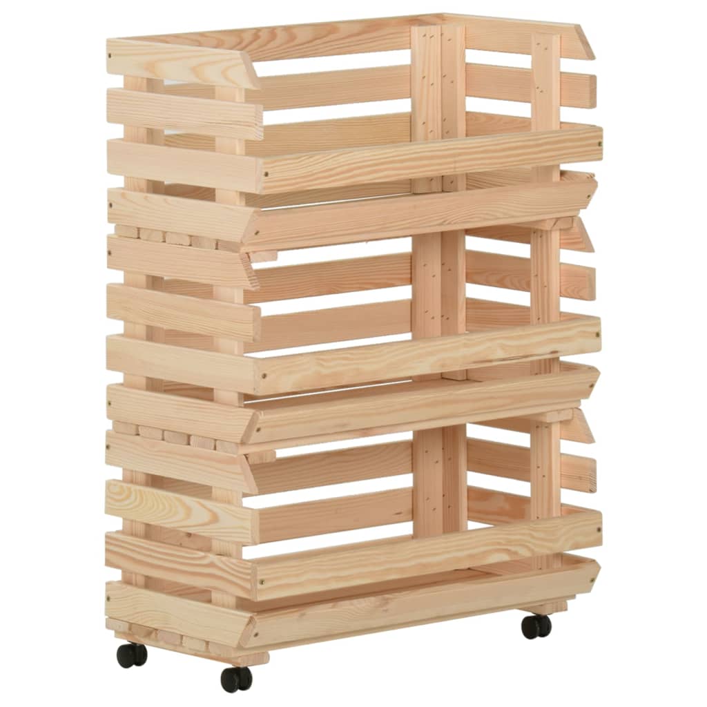 vidaXL Vegetable Trolley 22.4"x11.8"x31.5" Solid Wood Pine