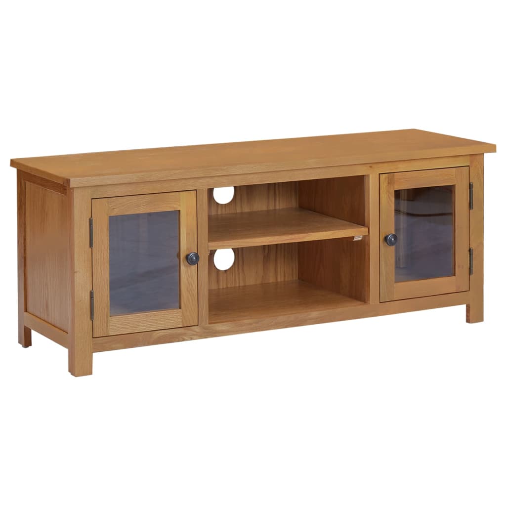 vidaXL TV Stand 43.3"x13.8"x17.3" Solid Oak Wood