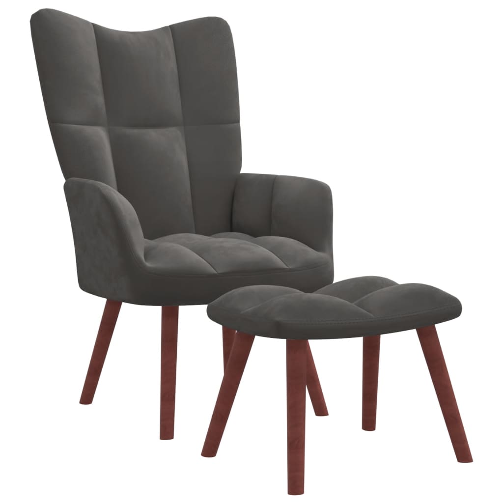 vidaXL Relaxing Chair with a Stool Dark Gray Velvet