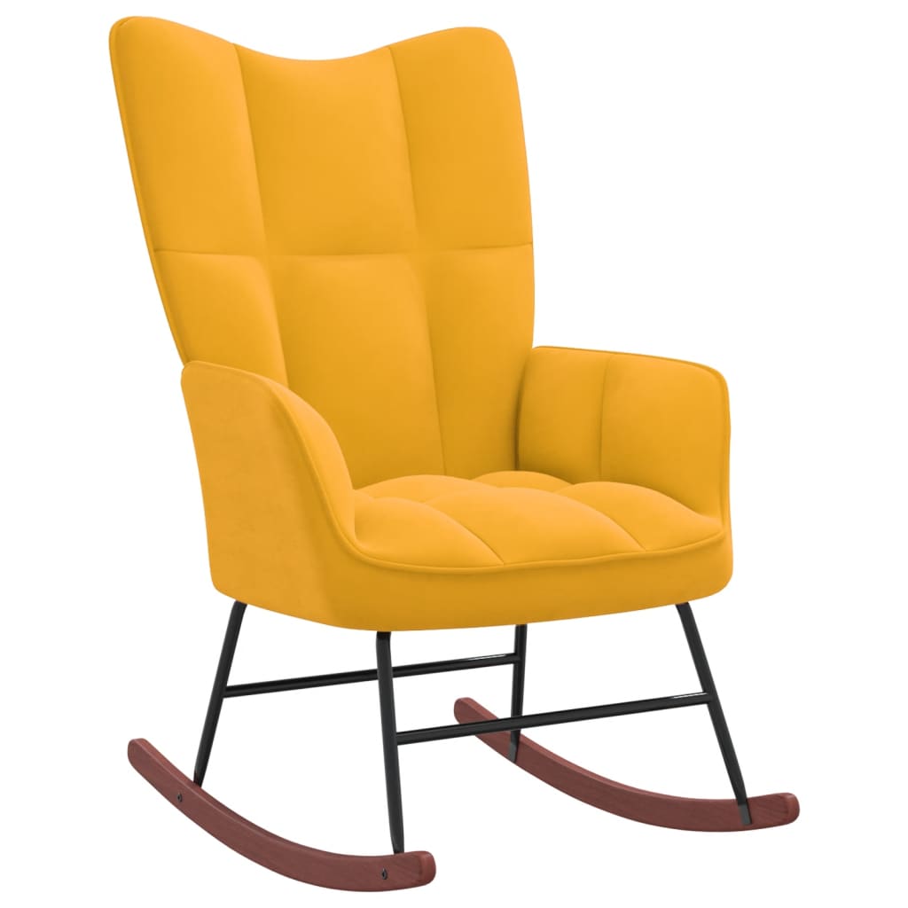 vidaXL Rocking Chair Mustard Yellow Velvet