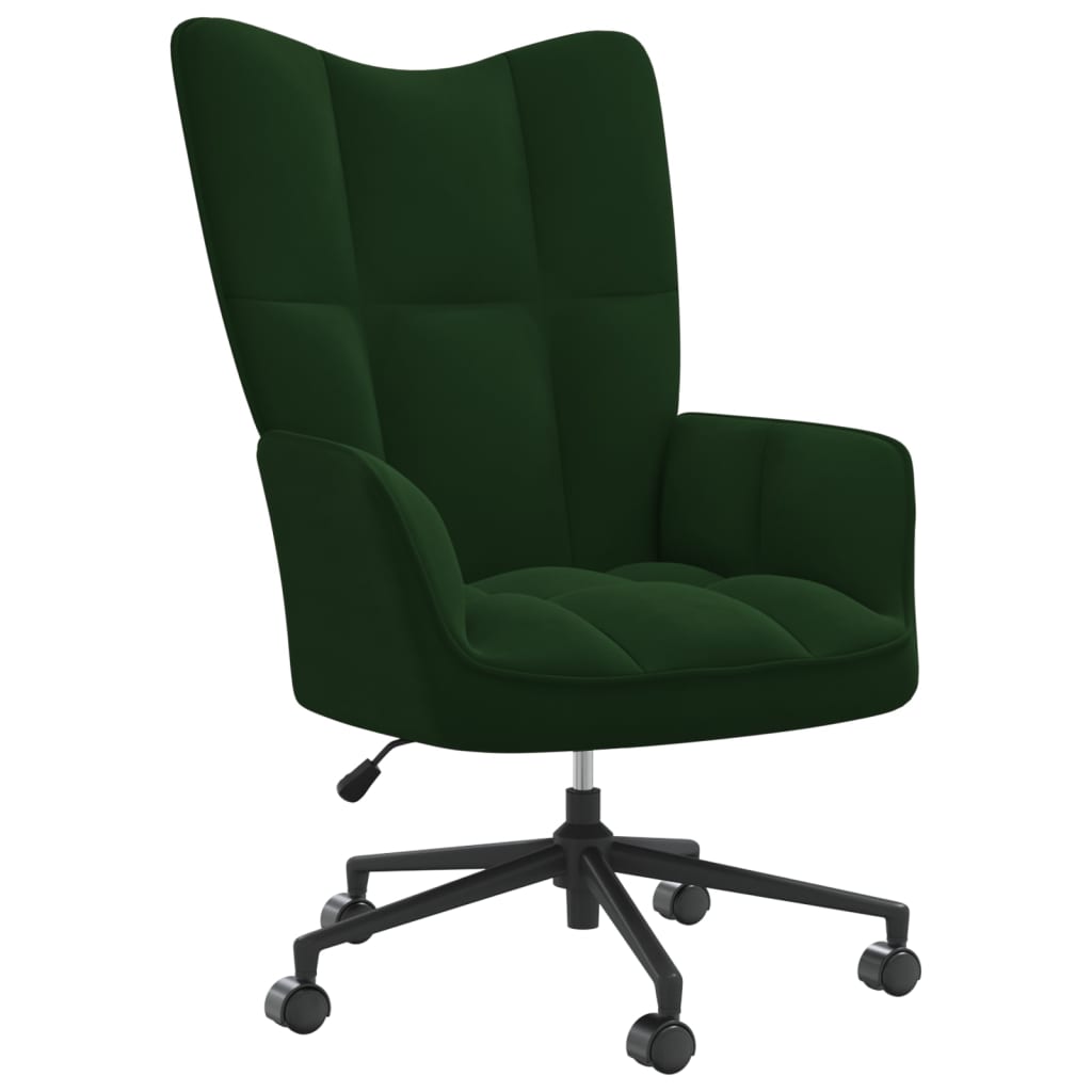 vidaXL Relaxing Chair Dark Green Velvet