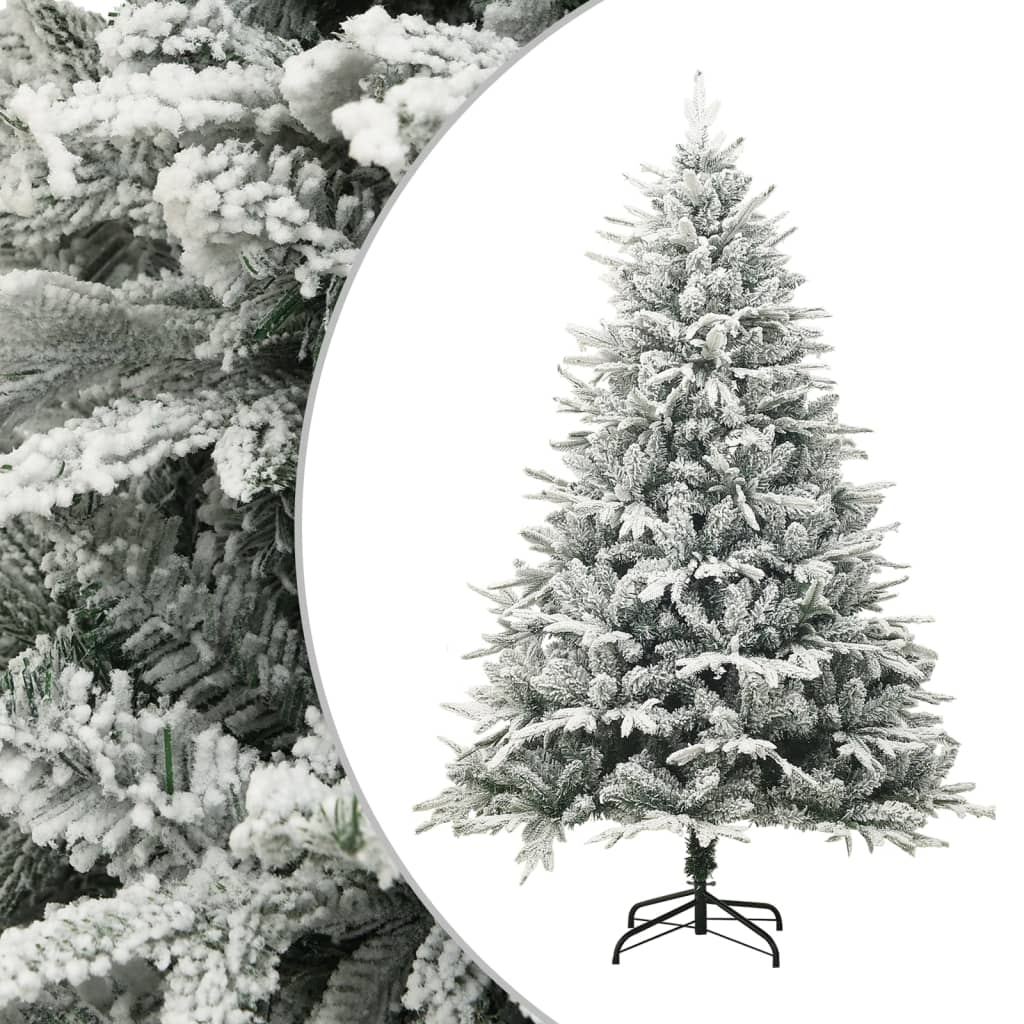 vidaXL Artificial Christmas Tree with Flocked Snow Green 94.5" PVC&PE