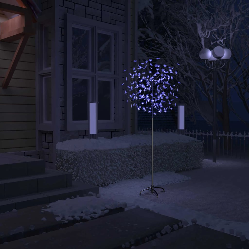 vidaXL Christmas Tree 200 LEDs Blue White Light Cherry Blossom 6 ft