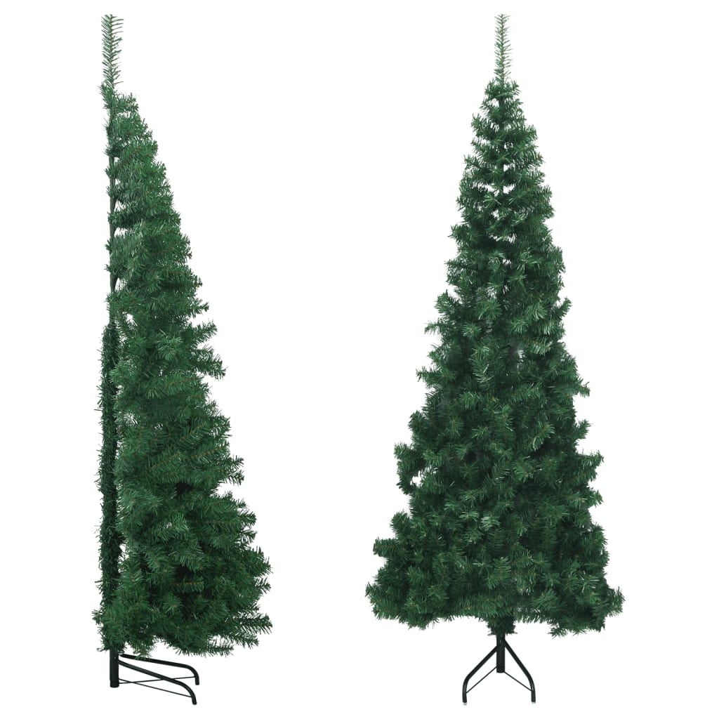 vidaXL Corner Artificial Christmas Tree Green 7 ft PVC