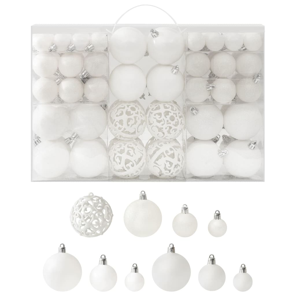 vidaXL 100 Piece Christmas Ball Set White