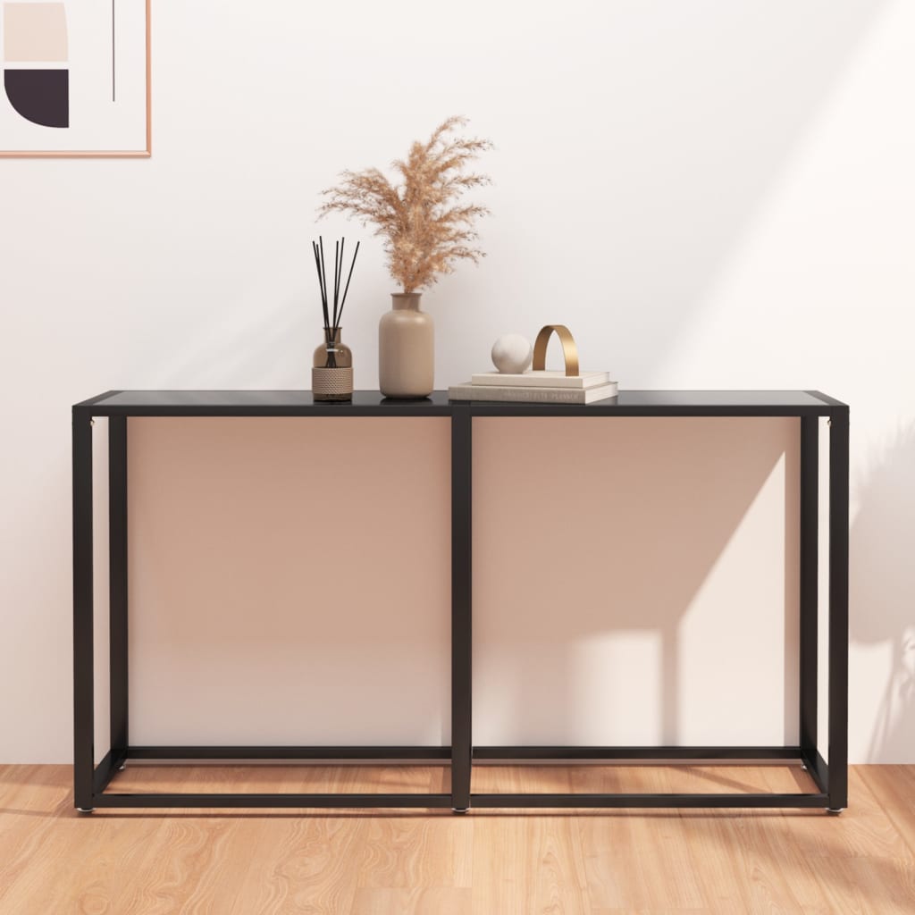 vidaXL Console Table Black 55.1"x13.8"x29.7" Tempered Glass