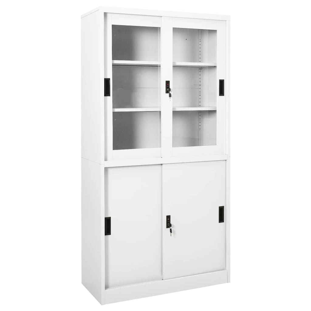 vidaXL Office Cabinet with Sliding Door White 35.4"x15.7"x70.9" Steel