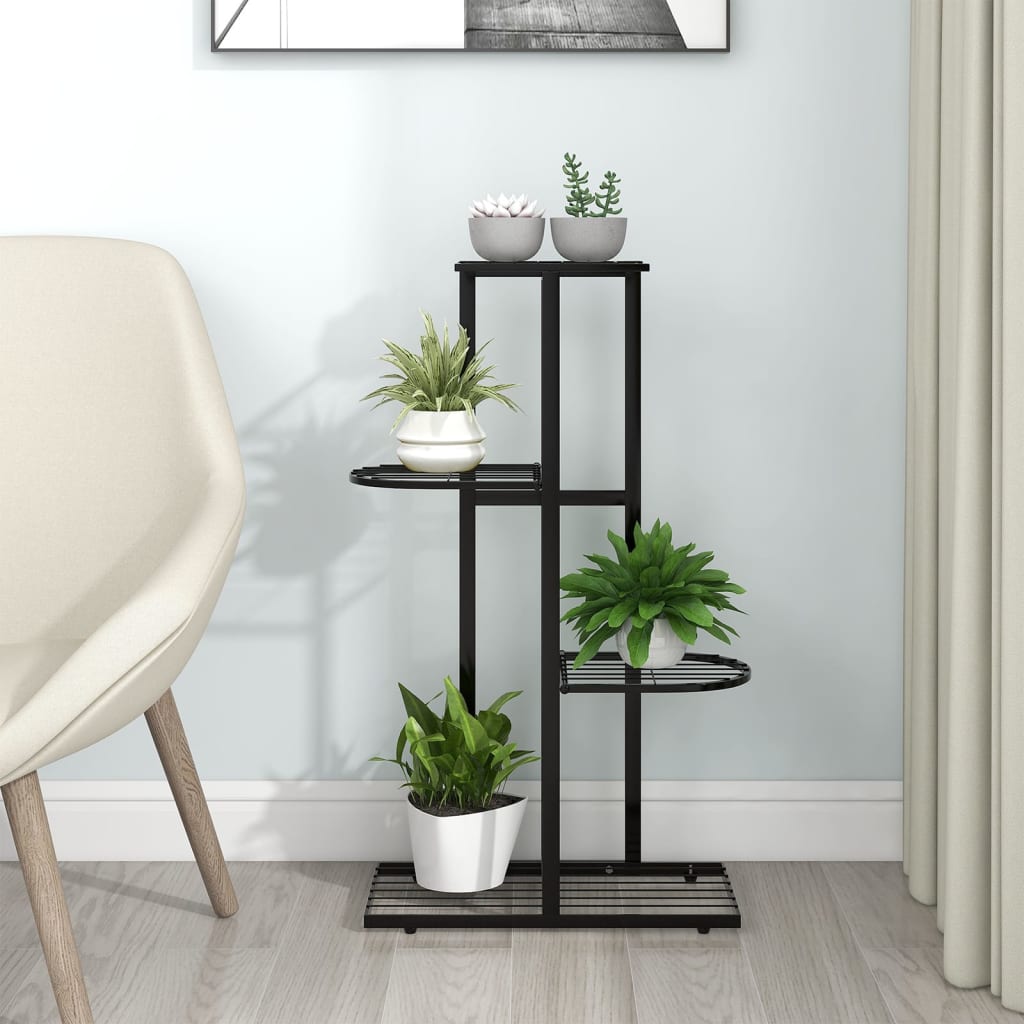 vidaXL 4-Floor Flower Stand 16.9"x8.7"x29.9" Black Metal