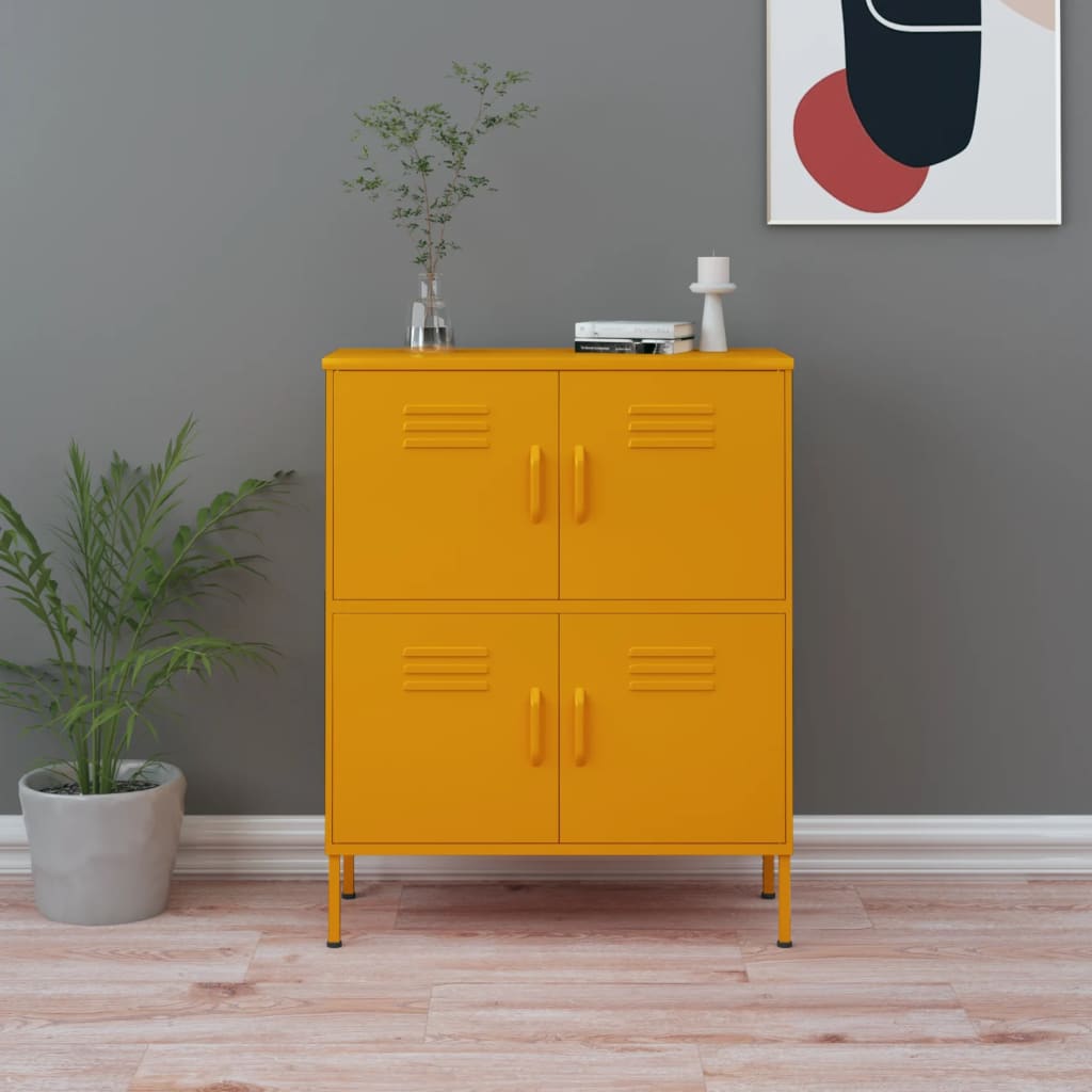 vidaXL Storage Cabinet Mustard Yellow 31.5"x13.8"x40" Steel