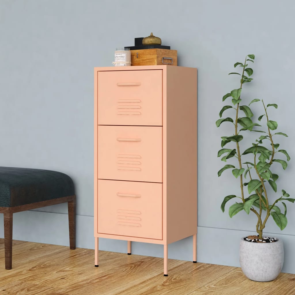 vidaXL Storage Cabinet Pink 16.7"x13.8"x40" Steel