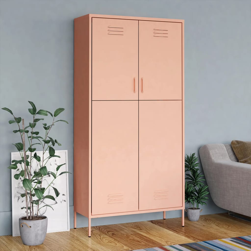 vidaXL Wardrobe Pink 35.4"x19.7"x70.9" Steel