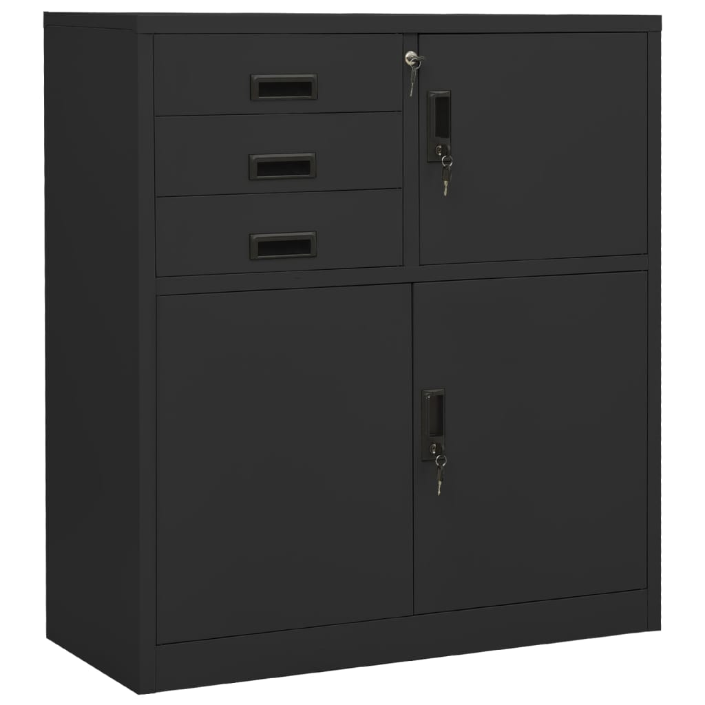 vidaXL Office Cabinet Anthracite 35.4"x15.7"x40.2" Steel