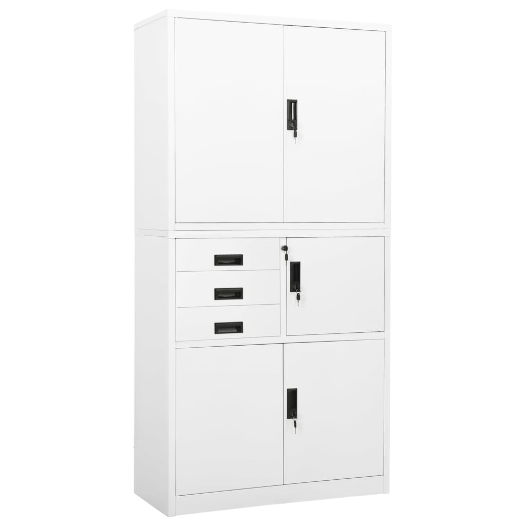 vidaXL Office Cabinet White 35.4"x15.7"x70.9" Steel