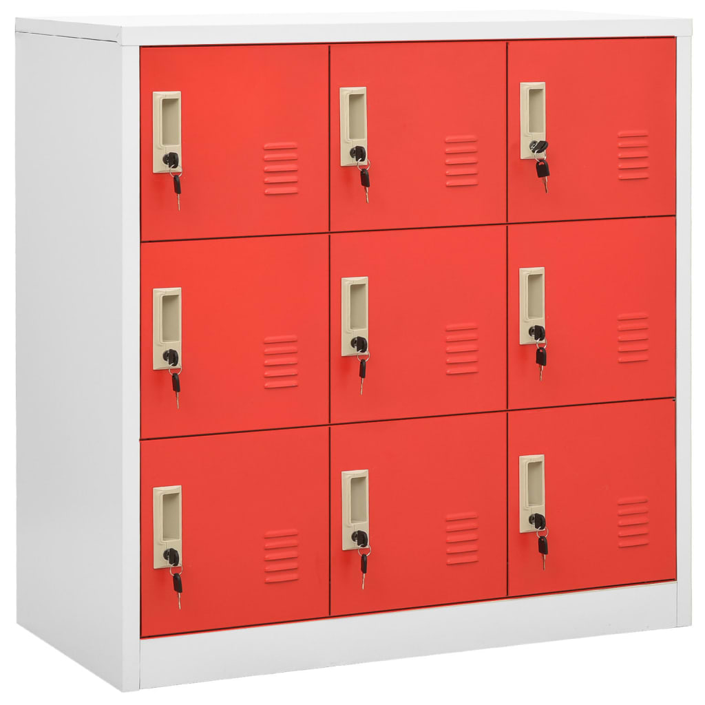 vidaXL Locker Cabinet Light Gray and Red 35.4"x17.7"x36.4" Steel