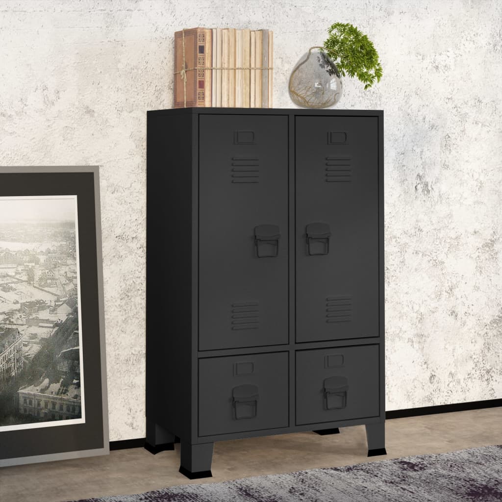 vidaXL Industrial Wardrobe Anthracite 26.4"x13.8"x42.1" Steel