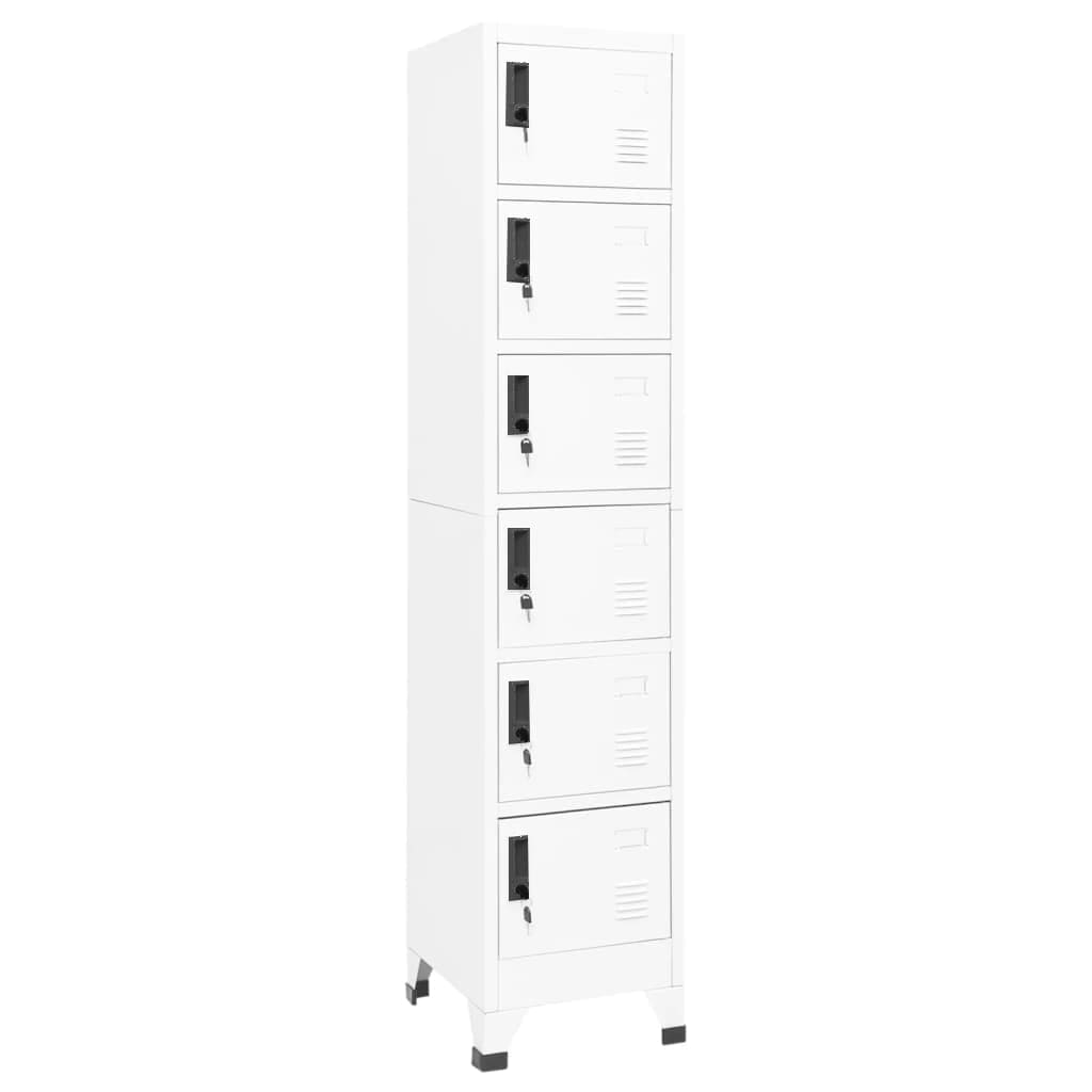 vidaXL Locker Cabinet White 15"x15.7"x70.9" Steel