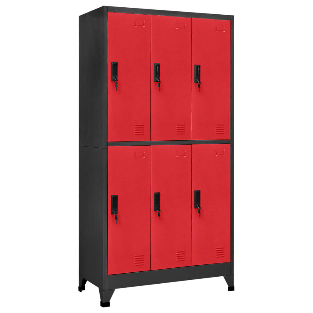 vidaXL Locker Cabinet Anthracite and Red 35.4"x17.7"x70.9" Steel