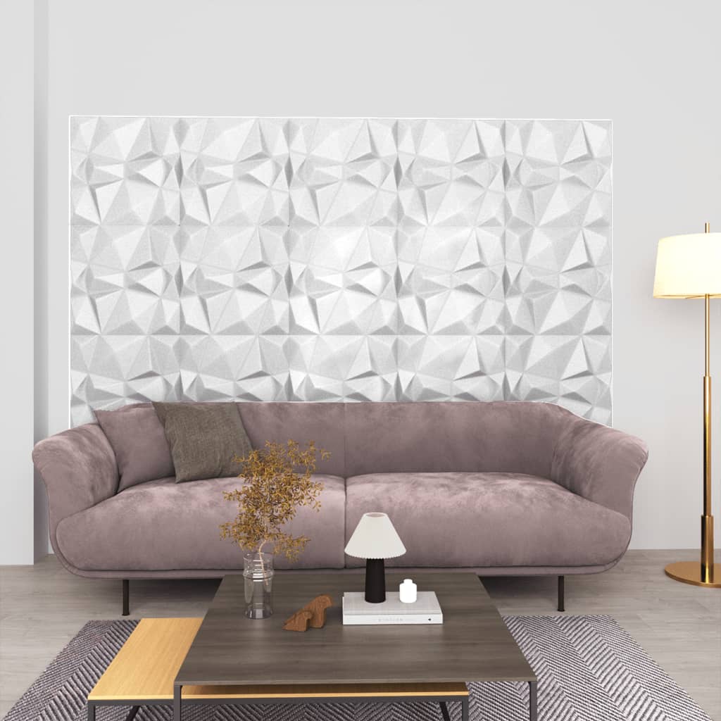 vidaXL 3D Wall Panels 12 pcs 19.7"x19.7" Diamond White 32.3 ft2