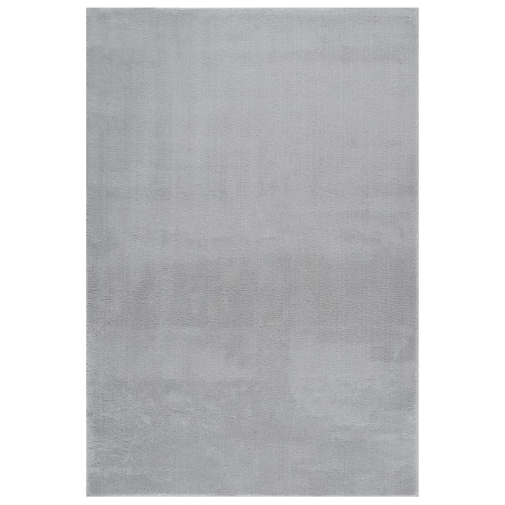 vidaXL Washable Rug Soft Fluffy Short Pile 63"x90.6" Anti Slip Gray