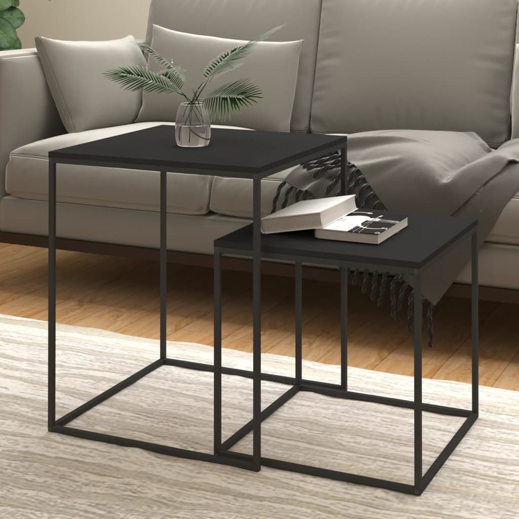 vidaXL Coffee Table Set 2 pcs Engineered Wood and Metal