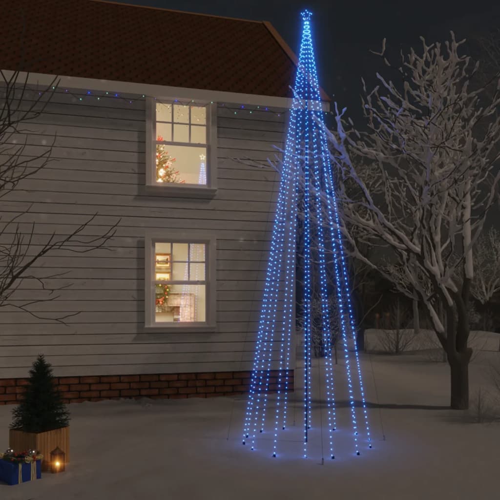 vidaXL Christmas Tree with Spike Blue 1134 LEDs 26 ft